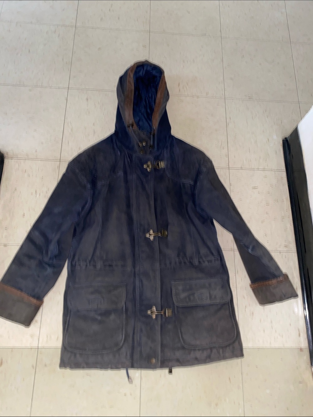 VINTAGE SILVERLEAF HEAVY SUEDE HOODED WOMENS JAVKET SMALL